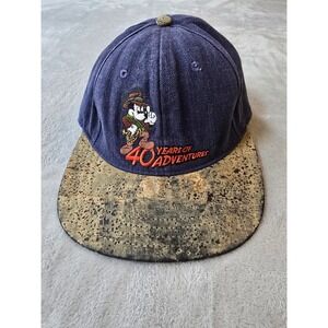 Vintage Disneyland Mickey Indian Jones Hat Cap Strapback Cork 40 Years 1995 Read